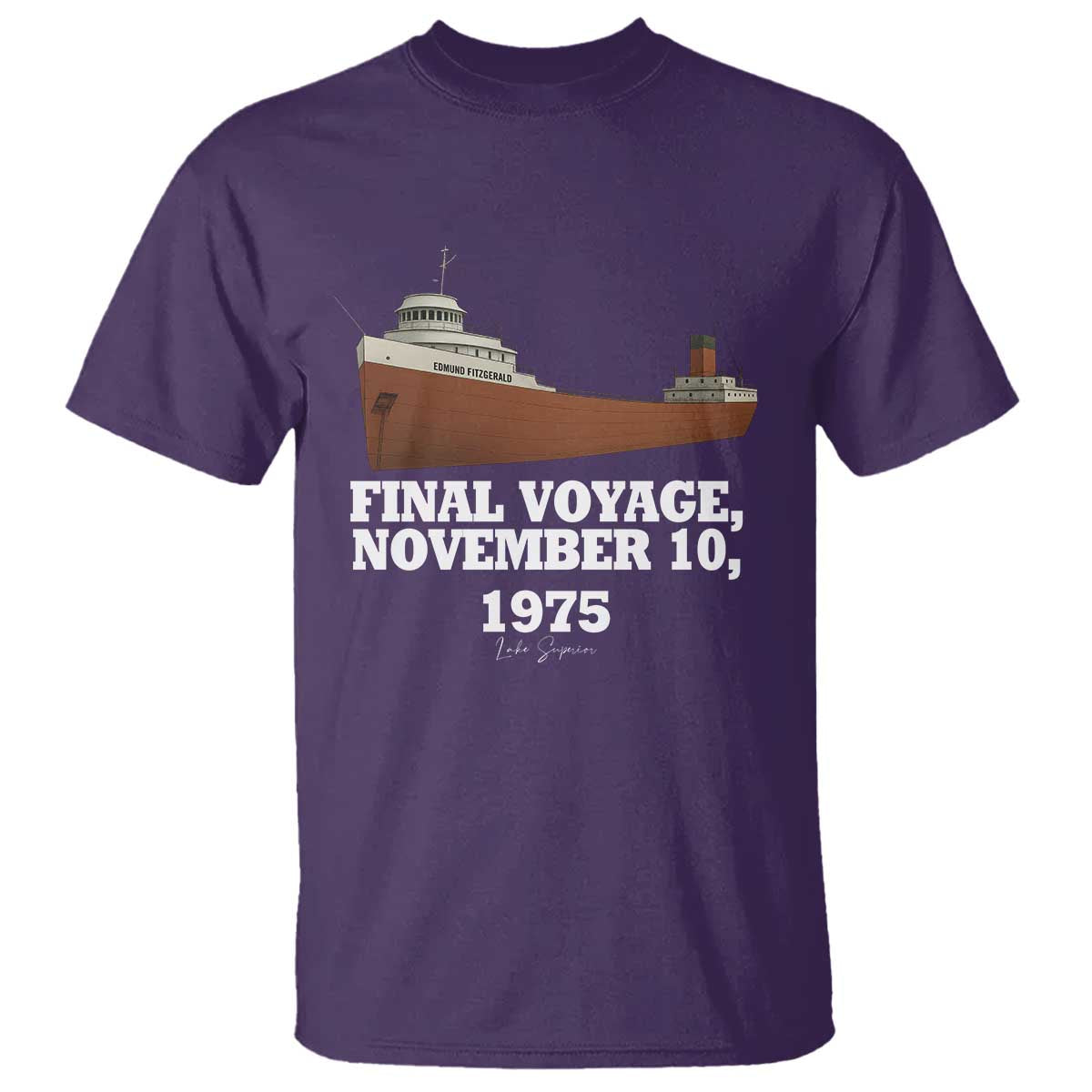 SS Edmund Fitzgerald Final Voyage Tribute T Shirt November 10 1975 Lake Superior Memorial TS02 Purple Print Your Wear