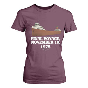 SS Edmund Fitzgerald Final Voyage Tribute T Shirt For Women November 10 1975 Lake Superior Memorial TS02 Maroon Print Your Wear