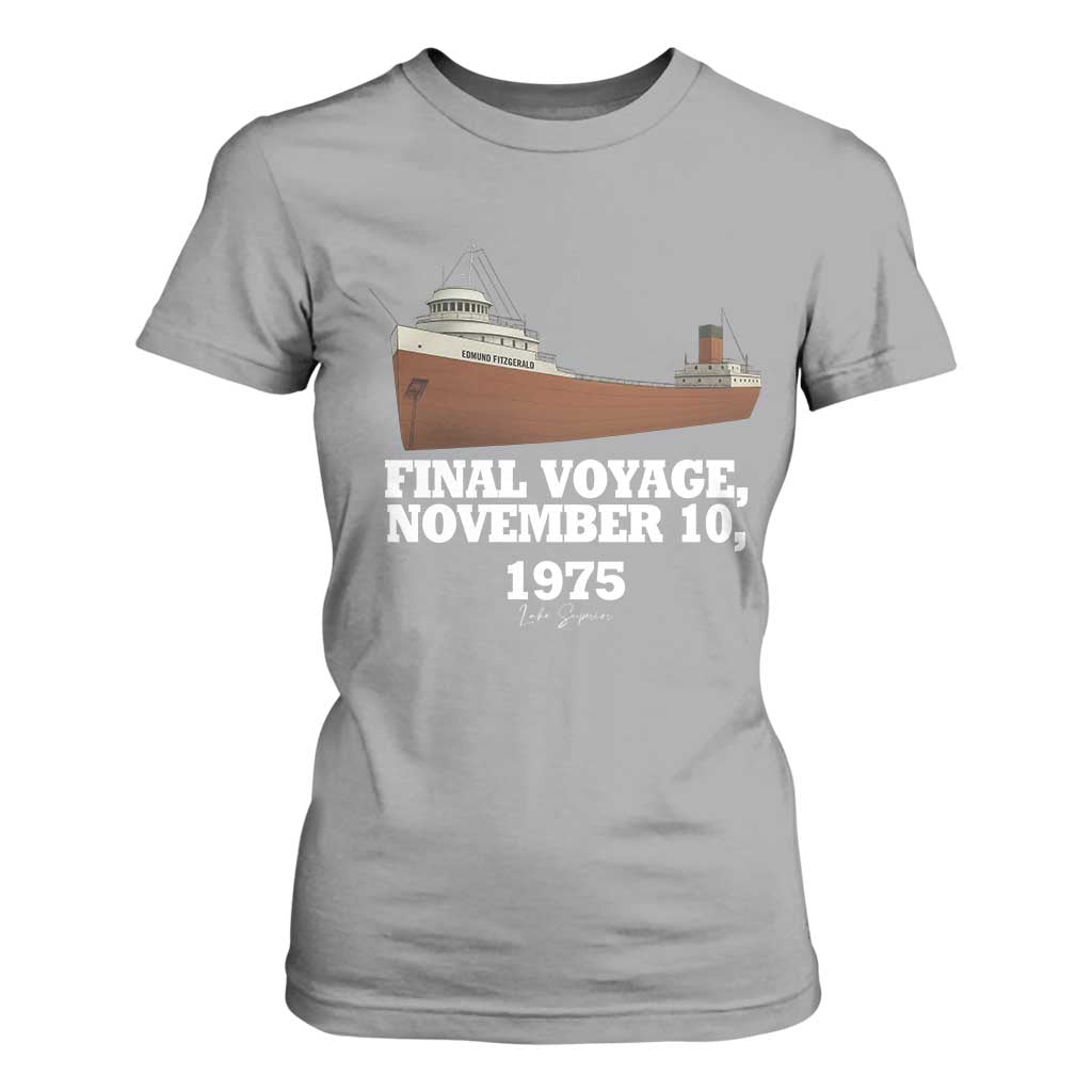 SS Edmund Fitzgerald Final Voyage Tribute T Shirt For Women November 10 1975 Lake Superior Memorial TS02 Sport Gray Print Your Wear