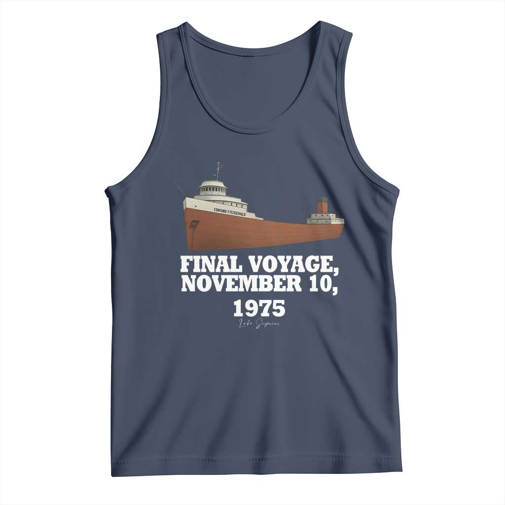 SS Edmund Fitzgerald Final Voyage Tribute Tank Top November 10 1975 Lake Superior Memorial TS02 Navy Print Your Wear
