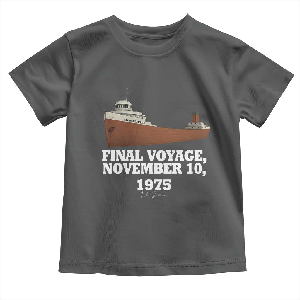SS Edmund Fitzgerald Final Voyage Tribute Toddler T Shirt - November 10 1975 Lake Superior Memorial TS02 Dark Heather Print Your Wear