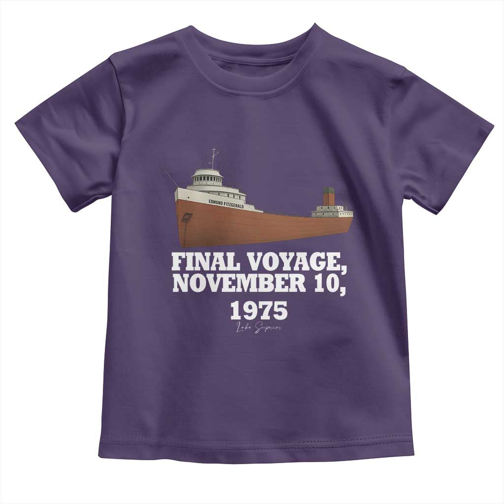 SS Edmund Fitzgerald Final Voyage Tribute Toddler T Shirt November 10 1975 Lake Superior Memorial TS02 Purple Print Your Wear