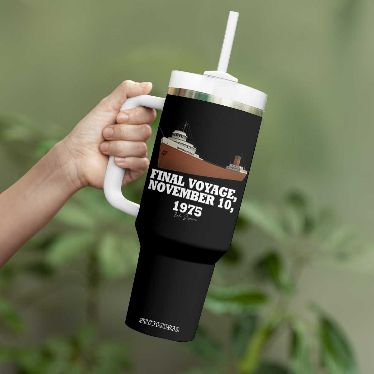 SS Edmund Fitzgerald Final Voyage Tribute Tumbler With Handle November 10 1975 Lake Superior Memorial TS02 Print Your Wear