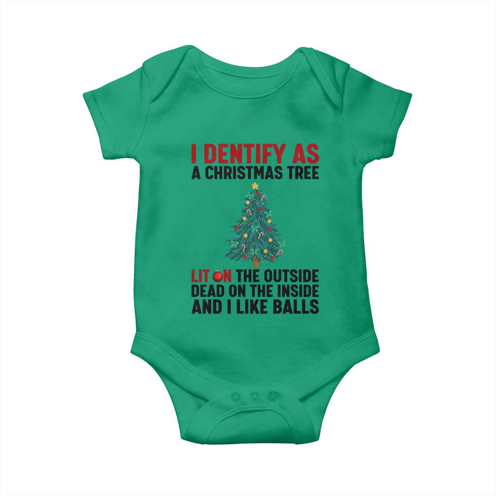 I Identify as a Christmas Tree Baby Onesie Funny Lit and Dead Inside Holiday Humor TS02 Irish Green Print Your Wear