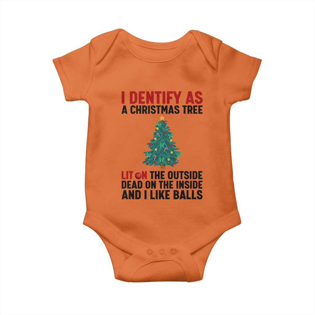 I Identify as a Christmas Tree Baby Onesie Funny Lit and Dead Inside Holiday Humor TS02 Orange Print Your Wear