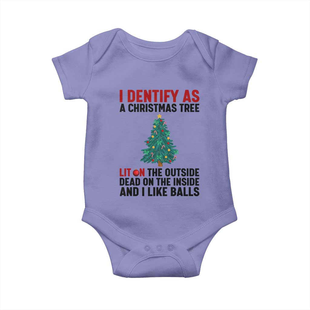 I Identify as a Christmas Tree Baby Onesie Funny Lit and Dead Inside Holiday Humor TS02 Violet Print Your Wear