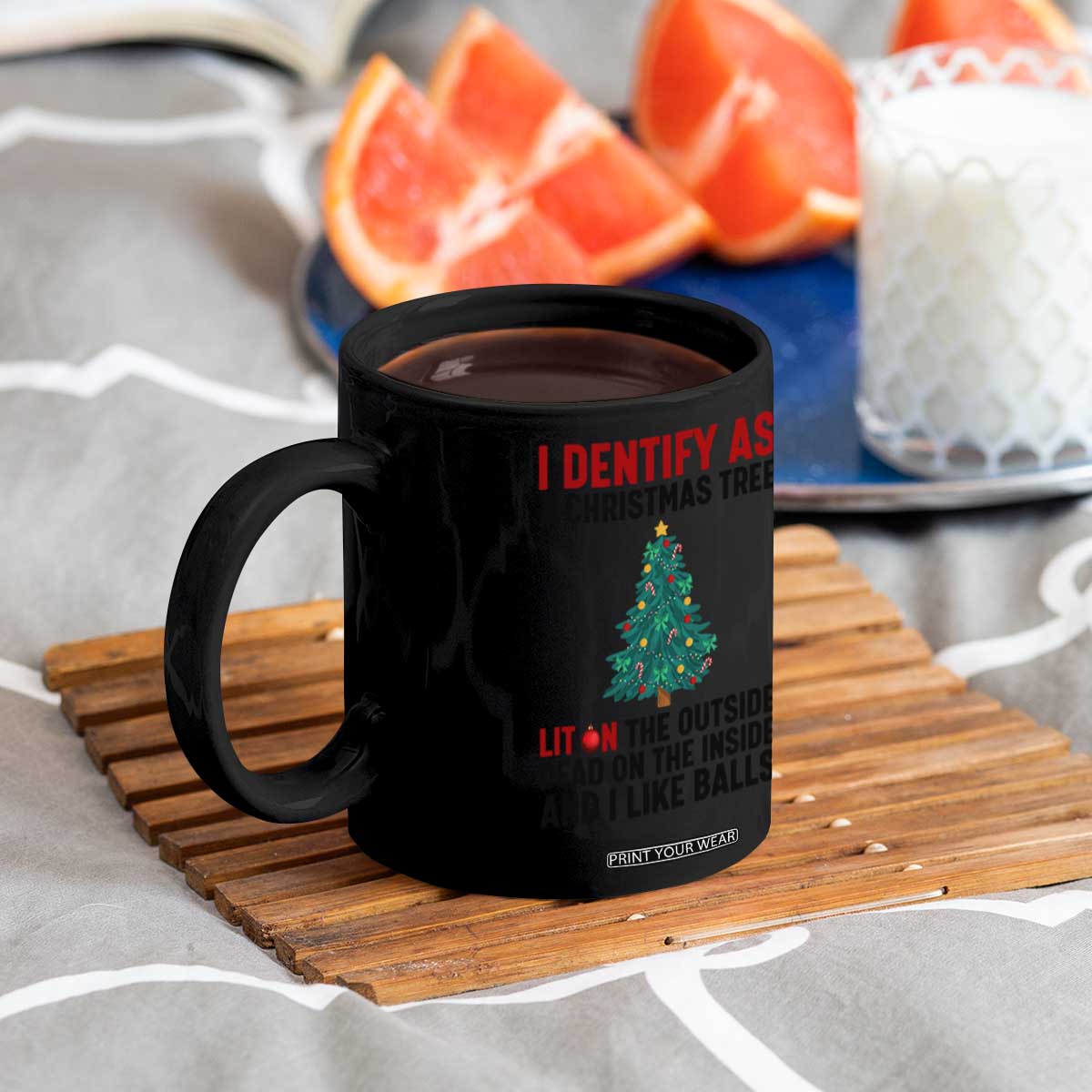 I Identify as a Christmas Tree Coffee Mug Funny Lit and Dead Inside Holiday Humor TS02 Print Your Wear