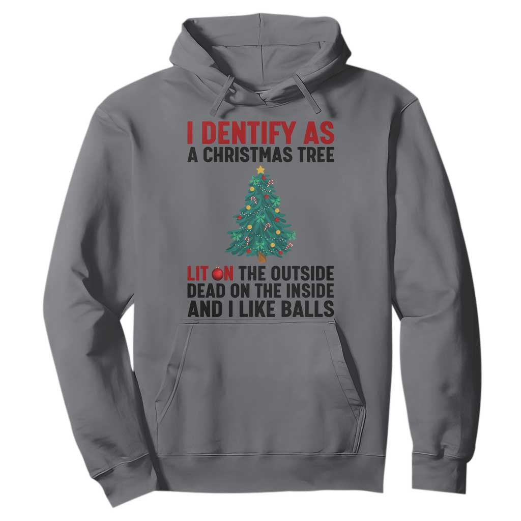 I Identify as a Christmas Tree Hoodie Funny Lit and Dead Inside Holiday Humor TS02 Charcoal Print Your Wear