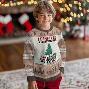 I Identify as a Xmas Tree Ugly Christmas Sweater Funny Lit and Dead Inside Holiday Humor TS02 Mocha Mousse Print Your Wear