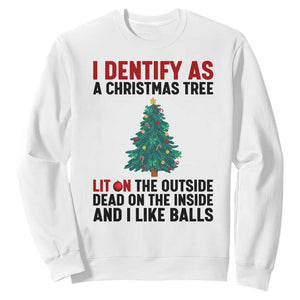 I Identify as a Christmas Tree Sweatshirt Funny Lit and Dead Inside Holiday Humor TS02 White Print Your Wear