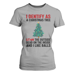 I Identify as a Christmas Tree T Shirt For Women Funny Lit and Dead Inside Holiday Humor TS02 Sport Gray Print Your Wear