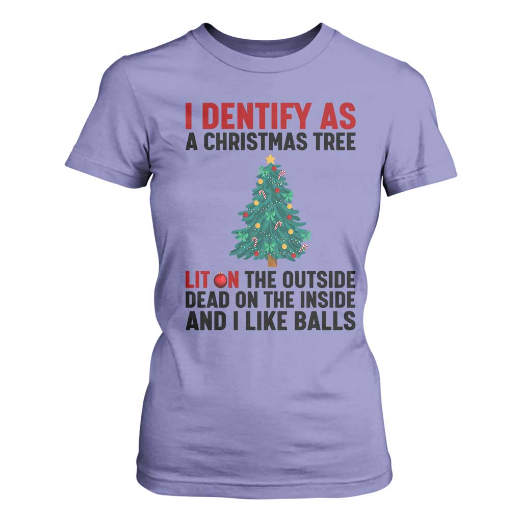 I Identify as a Christmas Tree T Shirt For Women Funny Lit and Dead Inside Holiday Humor TS02 Violet Print Your Wear