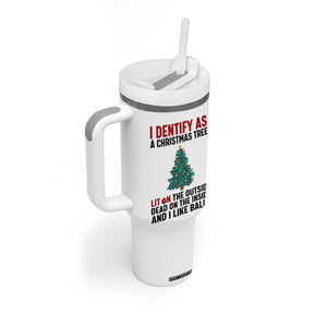 I Identify as a Christmas Tree Tumbler With Handle Funny Lit and Dead Inside Holiday Humor TS02 Print Your Wear