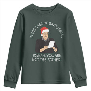 Funny Christmas Jesus Paternity Test Youth Sweatshirt Joseph You Are Not the Father Holiday Humor TS02 Dark Forest Green Print Your Wear