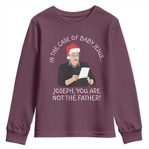 Funny Christmas Jesus Paternity Test Youth Sweatshirt Joseph You Are Not the Father Holiday Humor TS02 Maroon Print Your Wear