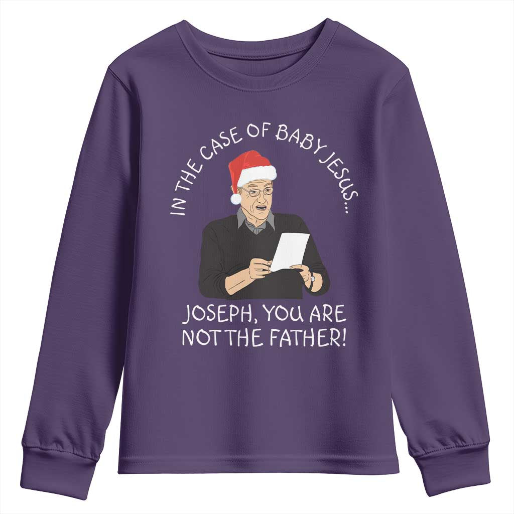 Funny Christmas Jesus Paternity Test Youth Sweatshirt Joseph You Are Not the Father Holiday Humor TS02 Purple Print Your Wear