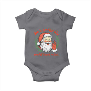 Funny Santa He is On the List Christmas Baby Onesie Sassy Retro Holiday Humor TS02 Charcoal Print Your Wear