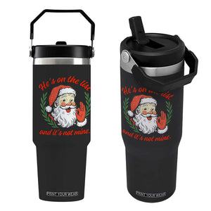 Funny Santa He is On the List Christmas Flip Straw Tumbler Sassy Retro Holiday Humor TS02 One Size: 30 oz Black Print Your Wear
