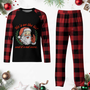 Funny Santa He is On the List Christmas Plaid Pajama Set Sassy Retro Holiday Humor TS02 Buffalo Plaid Print Your Wear