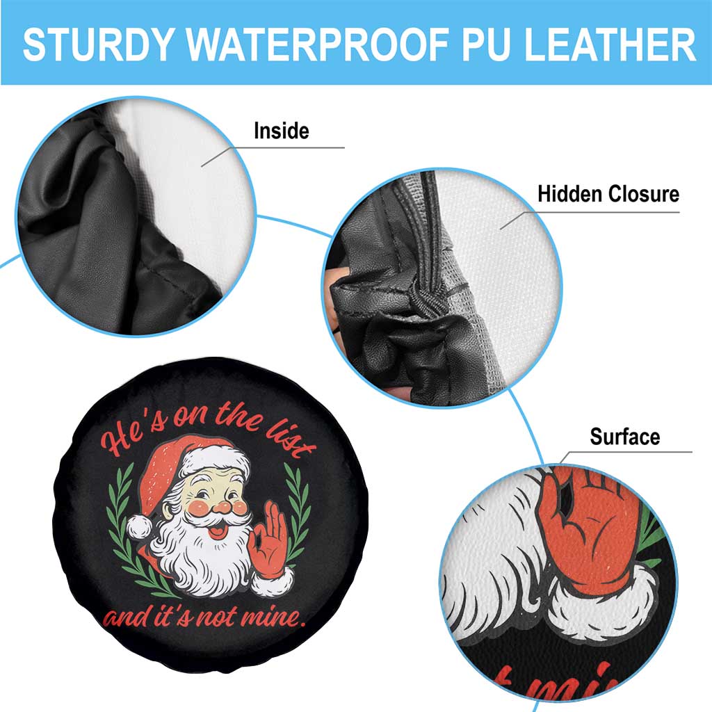 Funny Santa He is On the List Christmas Spare Tire Cover Sassy Retro Holiday Humor TS02 Print Your Wear
