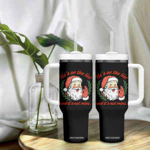 Funny Santa He is On the List Christmas Tumbler With Handle Sassy Retro Holiday Humor TS02 Print Your Wear