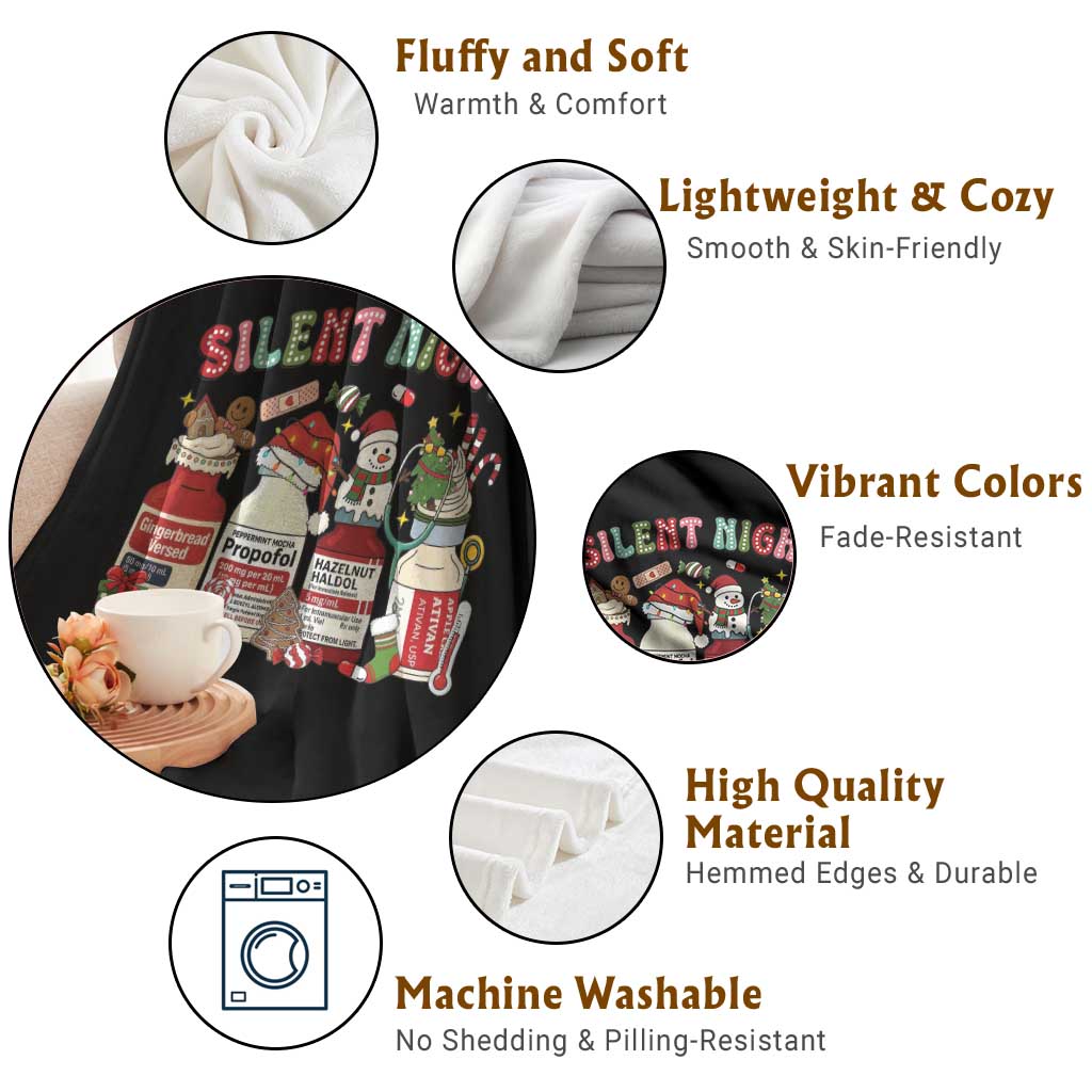 Funny Silent Night Nurse Christmas Throw Blanket Festive Meds and Holiday Medical Humor TS02 Print Your Wear