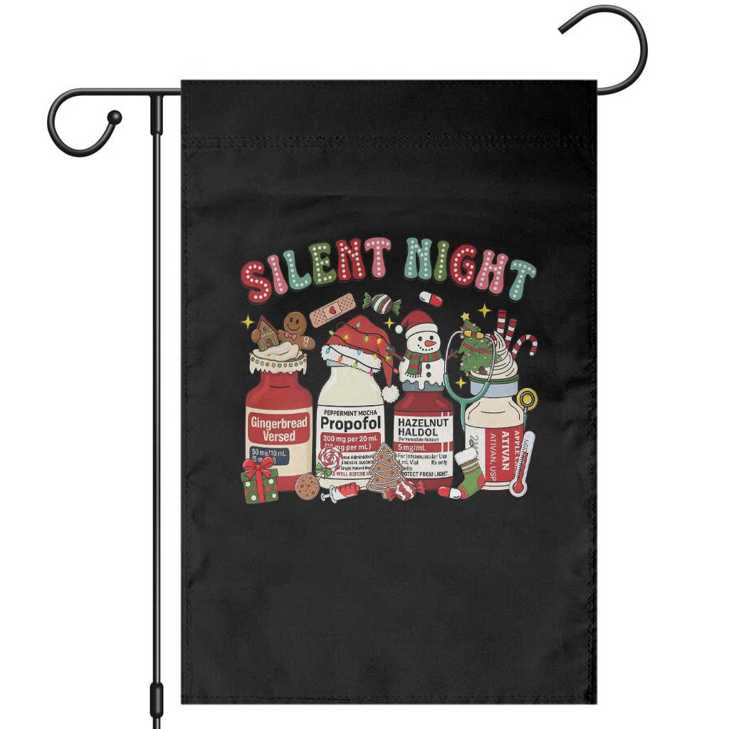 Funny Silent Night Nurse Christmas Garden Flag Festive Meds and Holiday Medical Humor TS02 Black Print Your Wear
