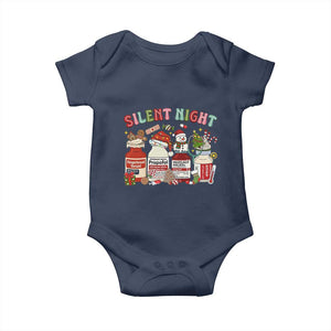 Funny Silent Night Nurse Christmas Baby Onesie Festive Meds and Holiday Medical Humor TS02 Navy Print Your Wear