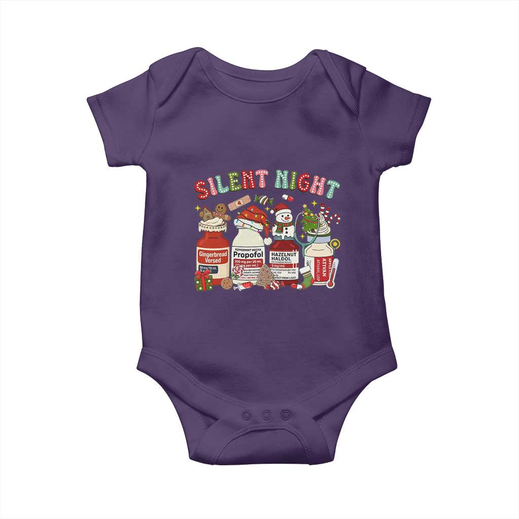 Funny Silent Night Nurse Christmas Baby Onesie Festive Meds and Holiday Medical Humor TS02 Purple Print Your Wear