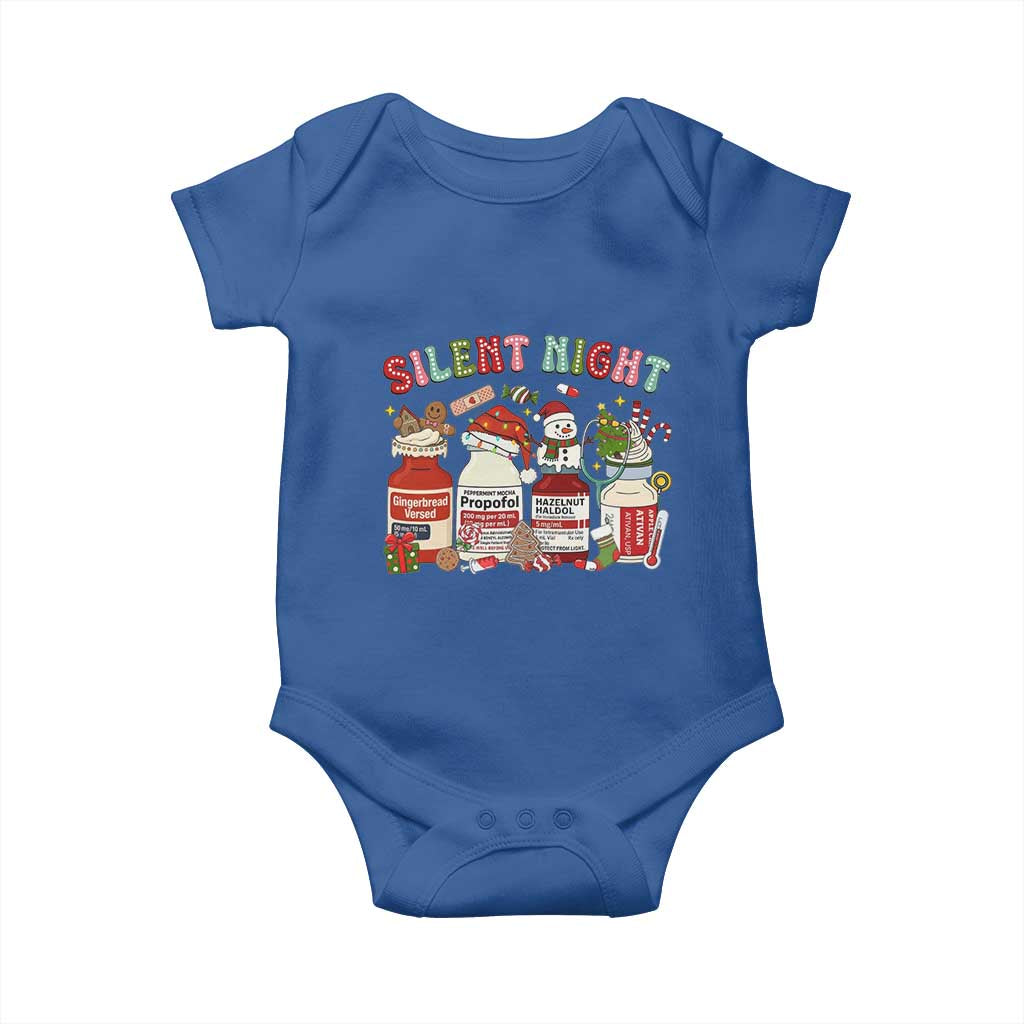 Funny Silent Night Nurse Christmas Baby Onesie Festive Meds and Holiday Medical Humor TS02 Royal Blue Print Your Wear