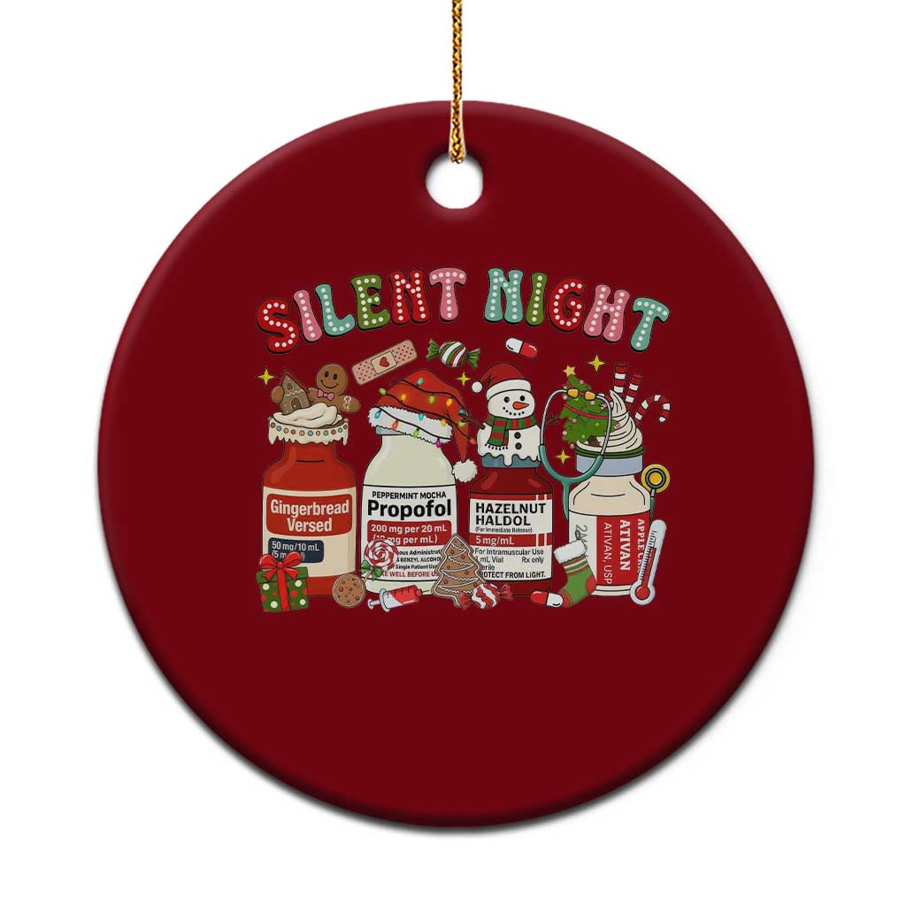 Funny Silent Night Nurse Christmas Ceramic Ornament Festive Meds and Holiday Medical Humor TS02 1pc Red Print Your Wear