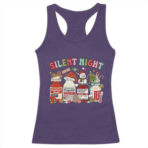 Funny Silent Night Nurse Christmas Racerback Tank Top Festive Meds and Holiday Medical Humor TS02 Purple Print Your Wear