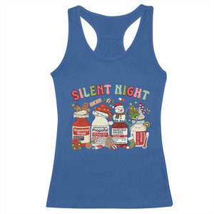 Funny Silent Night Nurse Christmas Racerback Tank Top Festive Meds and Holiday Medical Humor TS02 Royal Blue Print Your Wear