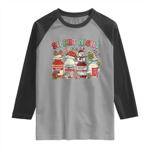 Funny Silent Night Nurse Christmas Raglan Shirt Festive Meds and Holiday Medical Humor TS02 Sport Gray Black Print Your Wear