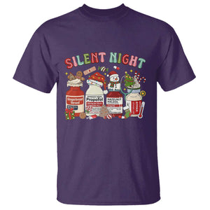 Funny Silent Night Nurse Christmas T Shirt Festive Meds and Holiday Medical Humor TS02 Purple Print Your Wear