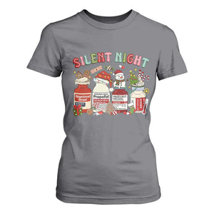 Funny Silent Night Nurse Christmas T Shirt For Women Festive Meds and Holiday Medical Humor TS02 Charcoal Print Your Wear