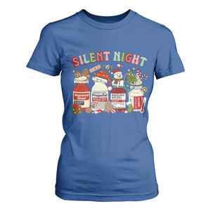 Funny Silent Night Nurse Christmas T Shirt For Women Festive Meds and Holiday Medical Humor TS02 Royal Blue Print Your Wear
