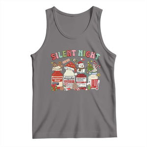 Funny Silent Night Nurse Christmas Tank Top Festive Meds and Holiday Medical Humor TS02 Deep Heather Print Your Wear