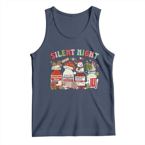 Funny Silent Night Nurse Christmas Tank Top Festive Meds and Holiday Medical Humor TS02 Navy Print Your Wear