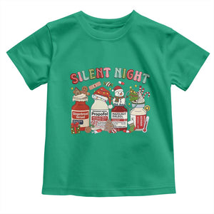Funny Silent Night Nurse Christmas Toddler T Shirt Festive Meds and Holiday Medical Humor TS02 Irish Green Print Your Wear
