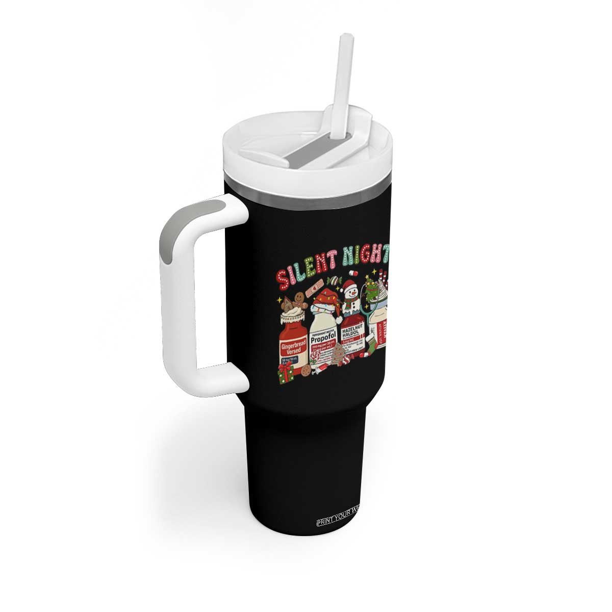 Funny Silent Night Nurse Christmas Tumbler With Handle Festive Meds and Holiday Medical Humor TS02 Print Your Wear
