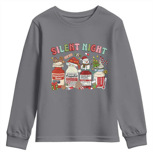Funny Silent Night Nurse Christmas Youth Sweatshirt Festive Meds and Holiday Medical Humor TS02 Charcoal Print Your Wear