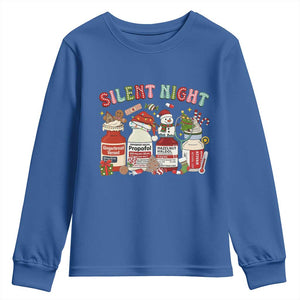 Funny Silent Night Nurse Christmas Youth Sweatshirt Festive Meds and Holiday Medical Humor TS02 Royal Blue Print Your Wear