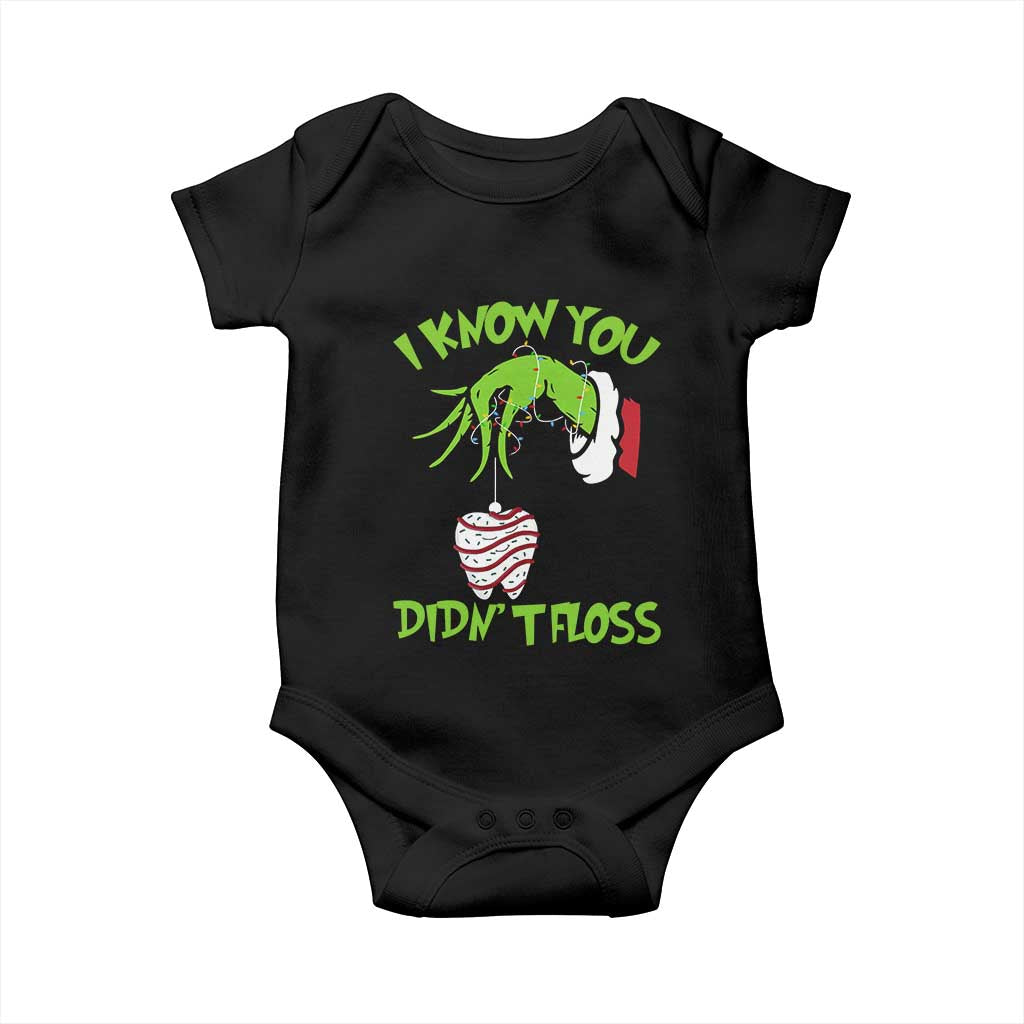 Funny Dental Christmas Baby Onesie I Know You Didnt Floss Dentist Holiday Humor TS02 Black Print Your Wear