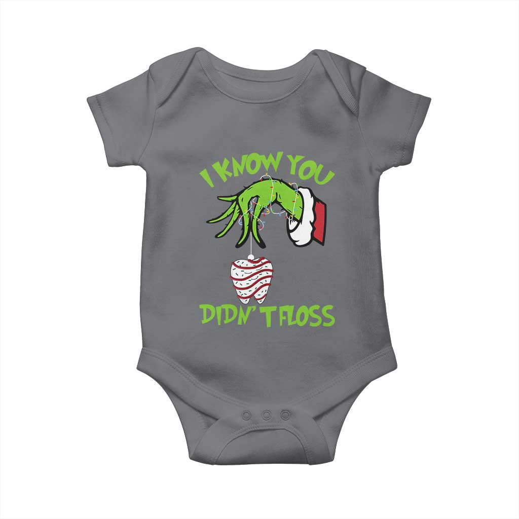 Funny Dental Christmas Baby Onesie I Know You Didnt Floss Dentist Holiday Humor TS02 Charcoal Print Your Wear