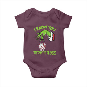 Funny Dental Christmas Baby Onesie I Know You Didnt Floss Dentist Holiday Humor TS02 Maroon Print Your Wear