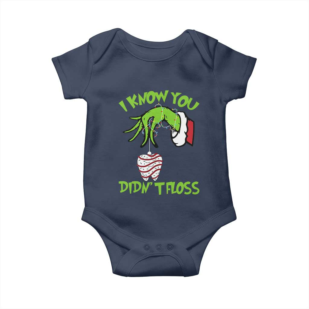 Funny Dental Christmas Baby Onesie I Know You Didnt Floss Dentist Holiday Humor TS02 Navy Print Your Wear