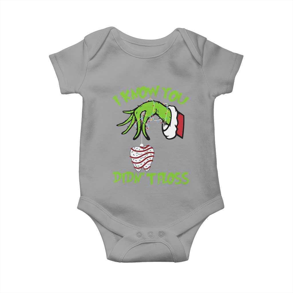 Funny Dental Christmas Baby Onesie I Know You Didnt Floss Dentist Holiday Humor TS02 Sport Gray Print Your Wear