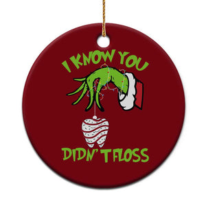 Funny Dental Christmas Ceramic Ornament I Know You Didnt Floss Dentist Holiday Humor TS02 1pc Red Print Your Wear