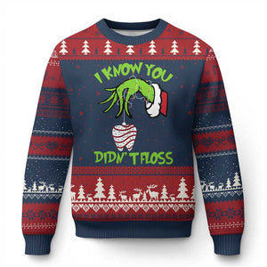 Funny Dental Xmas Ugly Christmas Sweater I Know You Didnt Floss Dentist Holiday Humor TS02 Navy Red Print Your Wear